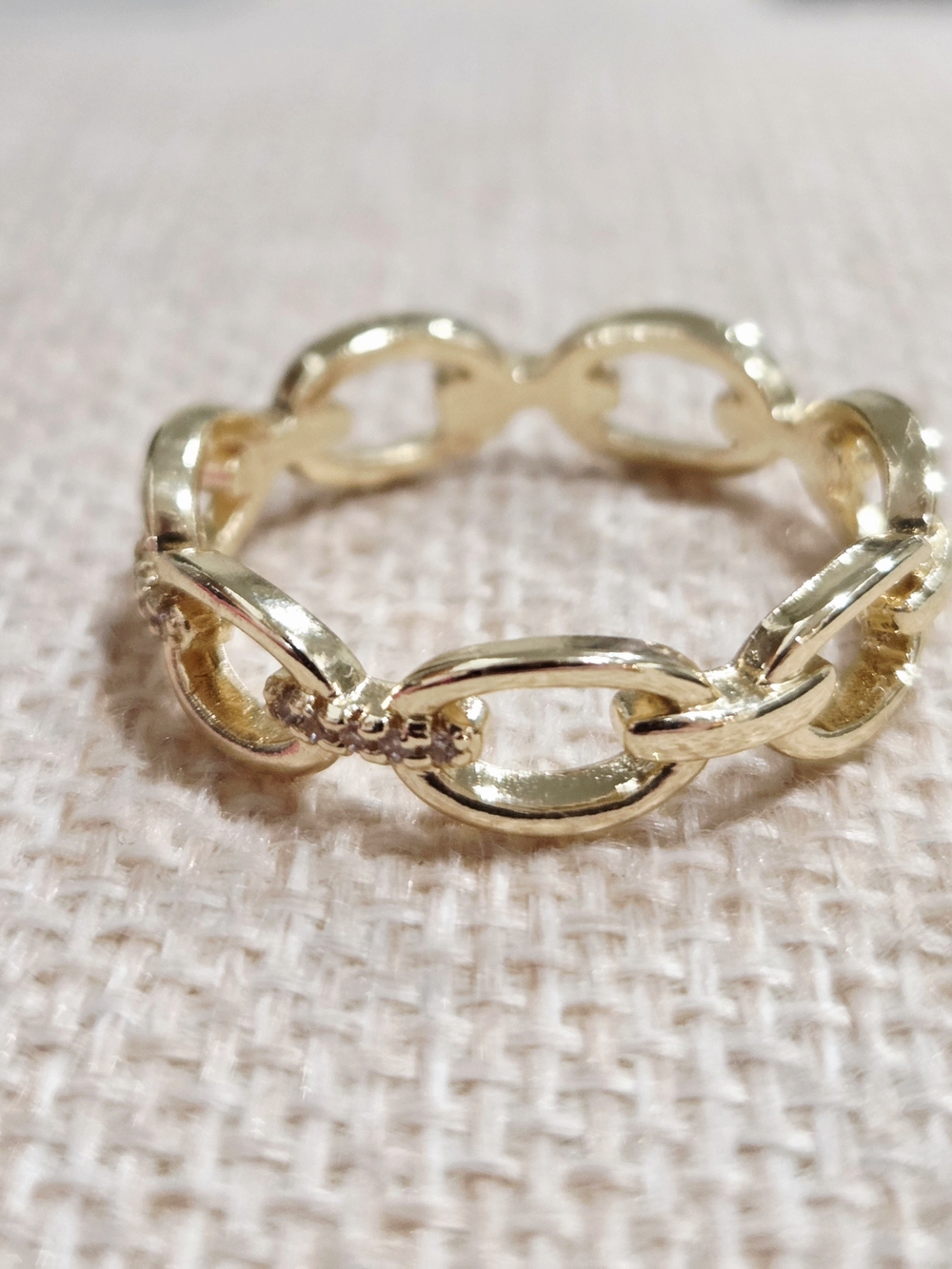 Gold Link Chain Women's Ring - Elegant Chain Band~size 10